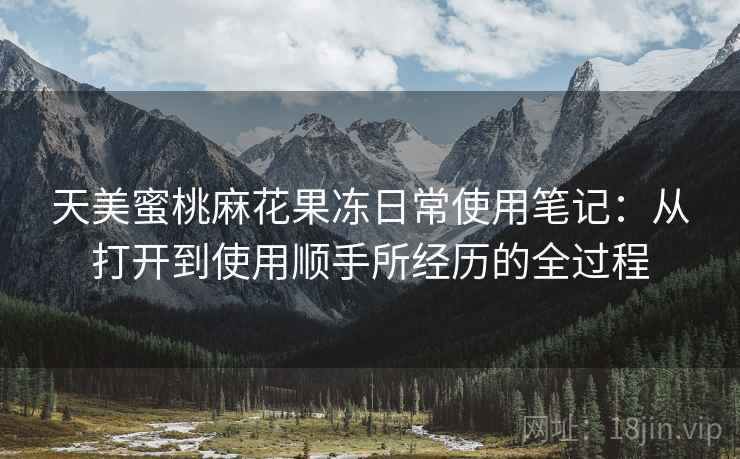 天美蜜桃麻花果冻日常使用笔记：从打开到使用顺手所经历的全过程
