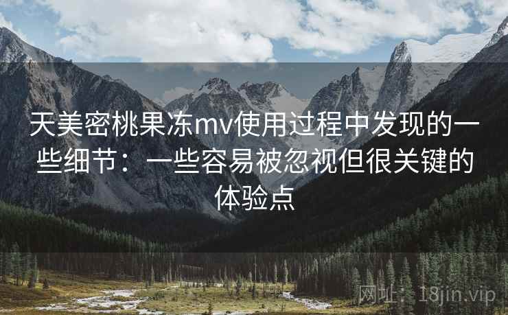 天美密桃果冻mv使用过程中发现的一些细节：一些容易被忽视但很关键的体验点