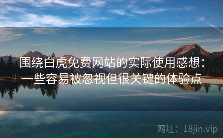 围绕白虎免费网站的实际使用感想：一些容易被忽视但很关键的体验点