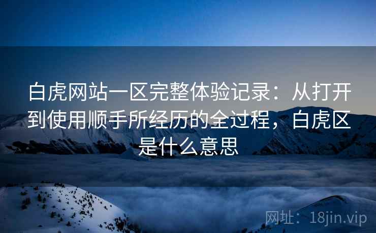 白虎网站一区完整体验记录：从打开到使用顺手所经历的全过程，白虎区是什么意思