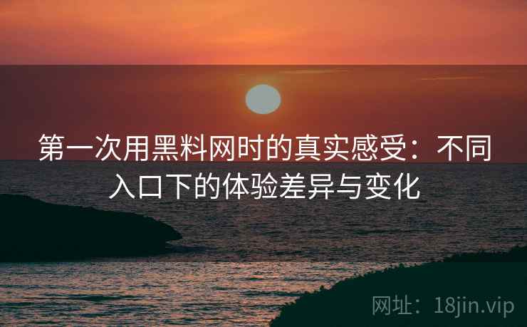 第一次用黑料网时的真实感受：不同入口下的体验差异与变化